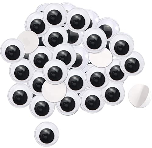 TOAOB 70 Stück Selbstklebend Wackelaugen Runde Schwarz Weiß 25mm Kunststoff Augen für Scrapbooking Kunsthandwerk Puppe Zubehör