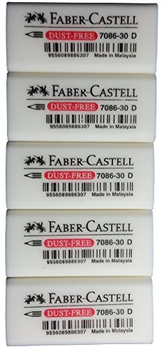 Faber-Castell Pencil Eraser, Extra Soft, Dust Free, Clean Erasing, Excellent, Minimal Crumbling, Pack of 5 (4 x 1.9 x 1.2 cm)