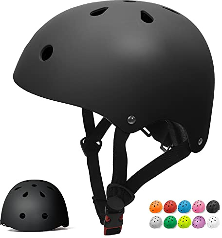 Glaf Toddler Helmet for 2-8 Years Kids Bike Helmets Baby Girls Boys Multi-Sport Adjustable Skateboard Bicycle Helmet Lightweight 4 Sizes for Toddlers (Black, Small: 20.08-21.26 / 51cm-54cm)