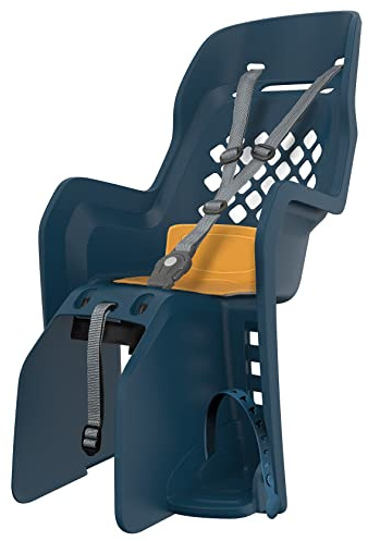 Polisport 8406600003 - Silla Trasera Joy CFS para Bicicleta con Ruedas de 26'' a 29'' Apta para niños con un Peso de 9 a 22Kg con Anclaje en el portaequipaje en Color Denin/Amarillo
