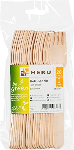 20 Holz-Gabeln, Länge 16,5 cm, Birke, be green