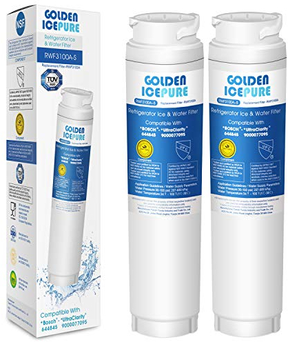 GOLDEN ICEPURE Kühlschrank Wasserfilter kompatibel mit Bosch Ultra Clarity 644845, Siemens Neff Miele 740560 00740560 9000194412 REPLFLTR10; Haier 0060820860 0060218743,2 Stück