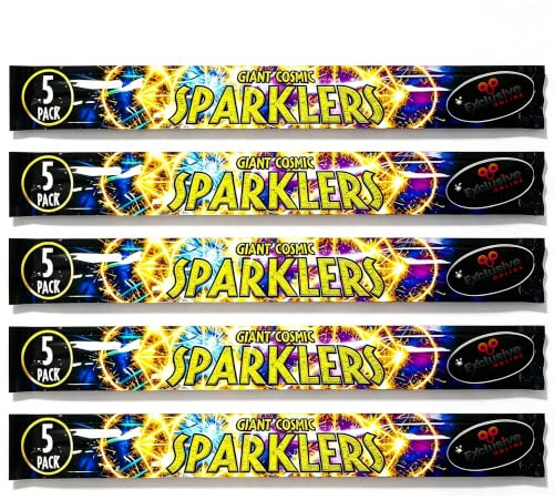 EXCLUSIVE ONLINE Giant Legacy Sparklers 40cm (16) (5 Packets (25 pieces)) CAT F1 Sparklers for Halloween Christmas New Year Birthday Anniversary and Other Celebration