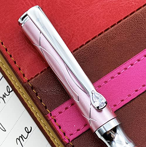 LACHIEVA LUX Nice Elegant Crystal Executive Metal Ballpoint Pen with German-made Refills, Luxury High end Writing Instruments for women-pink