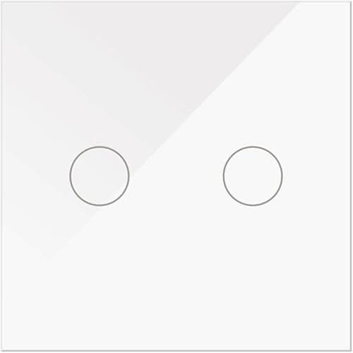 WESA - Doble Interruptor Táctil WiFi de Cristal Blanco Empotrable Doble + Mecanismo con App Tuya. Compatible con Alexa, Google Home y Smart Life, iOS y Android.
