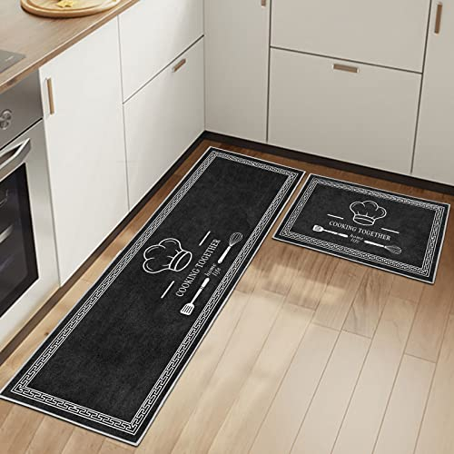 Kitchen Mats Non slip Washable Kitchen Rugs Doormat Carpet Floor Mat, 2 Piece Kitchen Mats for Home Decoration (Kitchenware A, 40x60+40x120cm)