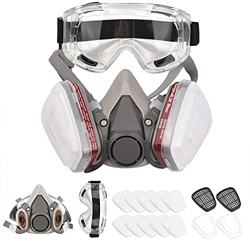 Maschera respiratoria riutilizzabile 6200, maschera a gas, protezione respiratoria con occhiali di protezione per la verniciatura, vapore organico, saldatura, lucidatura, lavorazione del legno e altre