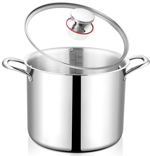 Onader 12QT Large Stainless Steel Stock Pot with Lid Tri-ply Cooking Soup Stockpot
