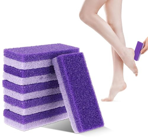 6Pcs Foot Pumice Stone Double Sided Foot Scrub Hard Skin Callus Remover Feet Pedicure Tools for Feet Callus Remover Exfoliating Dead Skin Silky Feet (Purple)