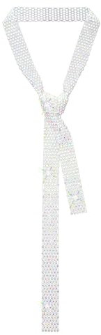 LJBFNN Strass-Krawatte für Damen, lange, dünne Damenkrawatte mit funkelnden Kristallen, für Abschlussball, Party, Hochzeit, Cosplay, Strand, Alltag, Weiß-bunt, Standard