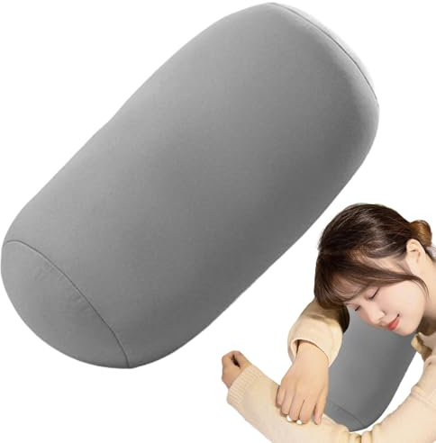 Penlimly Almohada Cilíndrica Cervicales y Cuello, Cojín Cilíndrico Cervical de Microesferas, Cojín de Soporte Cuello y Espalda para Viajes, Avión, Coche, Sillón Reclinable, Dormir, Casa, 30 x 16 cm
