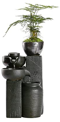 UQACHG Fontane da Tavolo Fontana da Tavolo in Ceramica Stile Mulino in Pietra E Fontana d'Acqua Fluente Ornamenti Soggiorno Scrivania Ufficio Decorazione Tavolo da I,A