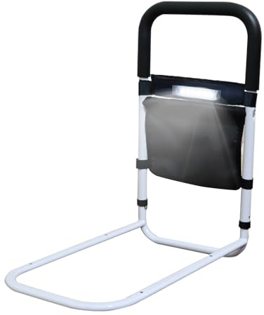 joukares Bed Rail for Elderly Adults Safety, Adjustable Bed Guard Rail with Foam Grip, Light, Storage Bag, 330 lbs, Medical Bed Support Bar Mobility Assistant for Twin, Full, Queen, King, Adjustable