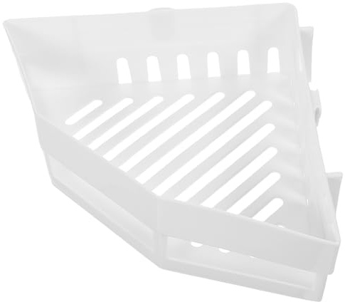 Yardenfun Estante De Almacenamiento Para Baño y Ducha Sin Perforación, Estante De Esquina Plástico Triangular, Montaje Pared, Diseño Drenaje Para Baño y Cocina, Color Blanco