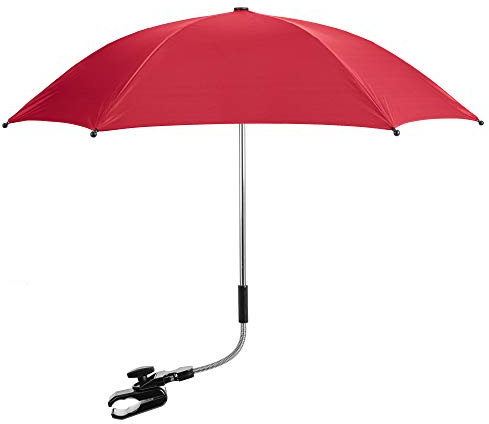 For Your Little One Universal Pushchair Parasol – Baby Stroller Sun Umbrella with 50+ UV Protection, Adjustable Clip-On Clamp, Fits Pram, Buggy & Infant Strollers (Red)