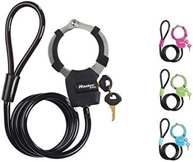 MASTER LOCK Kabelschloss mit Schlüssel [Kabel 1m] 8275EURDPRO – Ideal für Scooter Roller, Fahrrad, Kinderwagen, Sportausrüstung