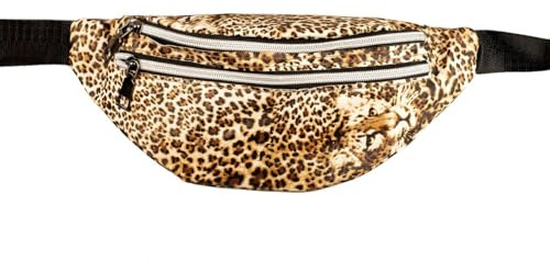 WILBERS & WILBERS 48970 - Bauchtasche mit Leoparden Motiv, Hüfttasche, Animal Print, Accessoire für Festival, Karneval, 80er Jahre Outfit