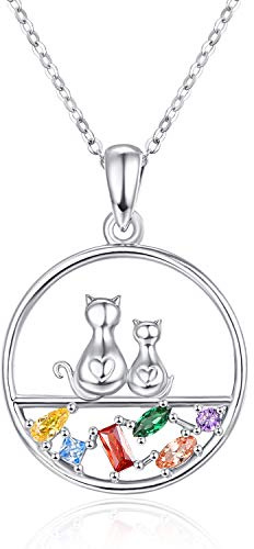 KINGWHYTE Katt/hästhalsband 925 sterling silver sött djurhänge födelsedag smycken gåvor för kvinnor, Sterlingsilver, Kubisk zirkonia