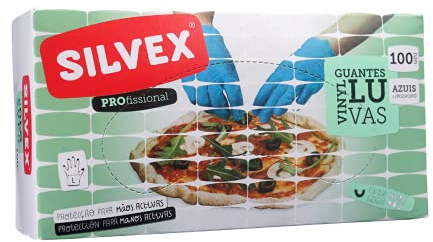 Silvex Guantes de Vinilo Azul L (100 UNI)