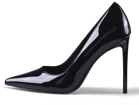 GENSHUO Zapatos de Tacón Alto para Mujer 10 cm,Sexy Tacón de Aguja con Punta Puntiaguada para Fiestas Boda Oficina Stilettos High Heels Tacones de Aguja Negro,Talla EU 42