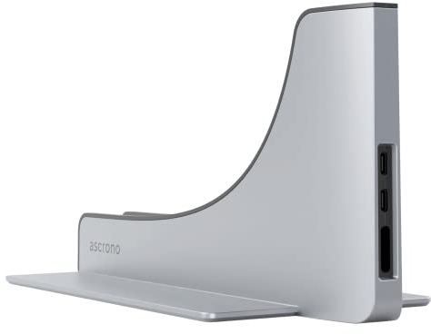 Ascrono Vertikale Docking Station Hub | Kompatibel mit Apple MacBook Air 13 (M2, M3 & M4 2022-2025), mit MagSafe Stecker | 2X USB-C Port (40Gbps) Thunderbolt-4 kompatibles Dock