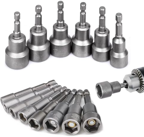 14 Stück Steckschlüssel Set,6-19mm Magnetische Stecknuss Set Nuss Set,Sechskantschrauben Bits für Mutter Nüssen,Sechskant Stecknuss Adapter Steckschlüsselsatz 1/4 Zoll für Bohrer,akkuschrauber