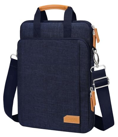 MOSISO 360 Protective Laptop Bag, 15.6 inch Vertical Computer Bag Compatible with MacBook Pro 16 inch, HP, Dell, Lenovo, Asus Notebook with Shoulder Strap & Front Raised & Vertical Pockets, Navy Blue