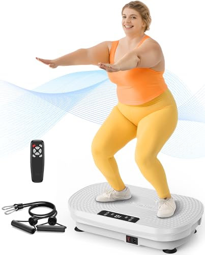 FEIERDUN Piastra vibrante per esercizi con piastra vibrante, per drenaggio linfatico, piattaforma vibrante per perdita di peso, tonificazione e benessere, colore bianco