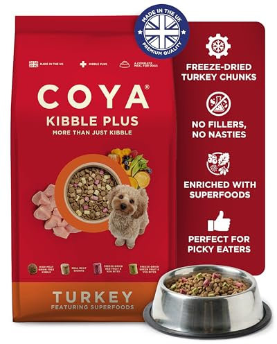 COYA Kibble Plus Turkey (1.5kg) | Complete Grain Free Dog Food with Freeze-Dried Raw Meat, Fruit and Vegetables | Dry Dog Food, Hypoallergenic, High in Protein & Fibre