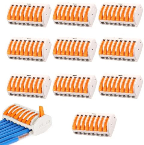 10 Stück Kabelverbinder Kabelklemmen Elektro,mit Betätigungshebel Verbindungsklemme,Verbindungsklemmen 250v 32a Frei Kombiniert Werden Listerklemmen-set 8 Leiter Elektrische Anschlussblöcke