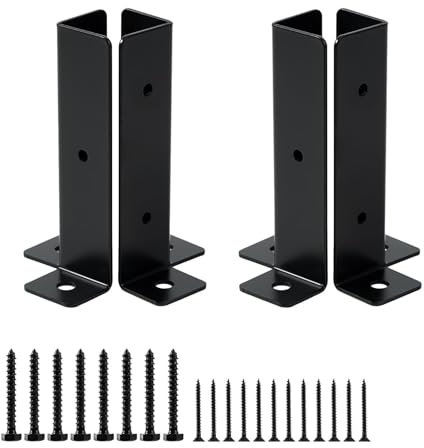 Soporte de la base de la valla - Ancla de acero pesado, soporte resistente | Soporte de poste recubierto de polvo con estabilidad reforzada, accesorio de base de cerca de madera fuerte para la constru