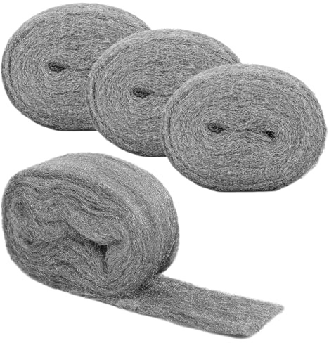 4 Rollos de Lana de Acero 2 m X 7 cm, 0 Lana de Acero para Proteger