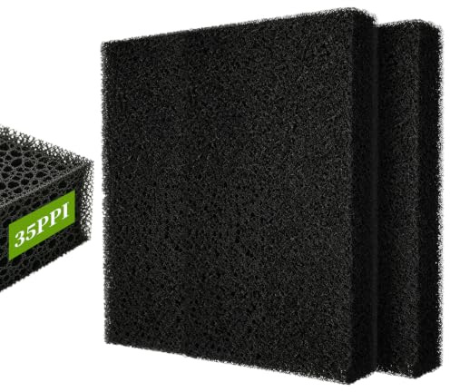 lalago 2 Pièces 35 PPI Tampons Filtrants en Mousse, éponge Filtrante Nitrifiante, Découpables sur Mesure, Accessoires de Filtration pour Aquariums, Bassins et Aquariums Récifaux (47x47x4cm, 35 PPI)