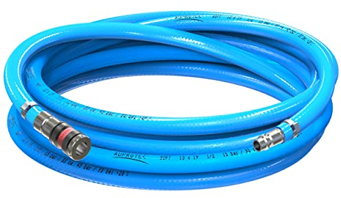 AUPROTEC set de manguera de aire comprimido Ø 13 mm interior, 5 m de PVC con acoplador rápido S2000 para compresores de aire, manguera para compresor AUPROTEC de alta flexibilidad