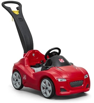 Step2 Whisper Ride Cruiser Kids Push Car, Ride On Toy, Stroller Substitute, Includes Seat Belt & Horn, Made of Durable Plastic, Max Weight 50 lbs., For Toddlers 18 Months - 4 Years Old, Red
