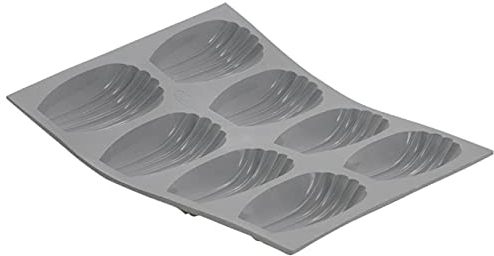 De Buyer Morbidi Mini stampi Madeleine in Silicone, 21 cm x 17.6 cm, 1832.21D, Grigio, Lunghezza vassoio cm 21