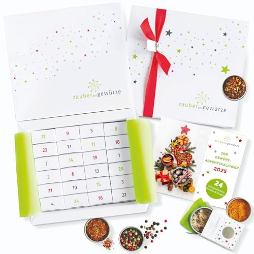 Zauber der Gewürze Gewürz Adventskalender 2025 | 24 hochwertige Gewürze zum Probieren mit Rezepten für die Advents- & Weihnachtszeit | Weihnachtskalender für Feinschmecker und Hobbyköche