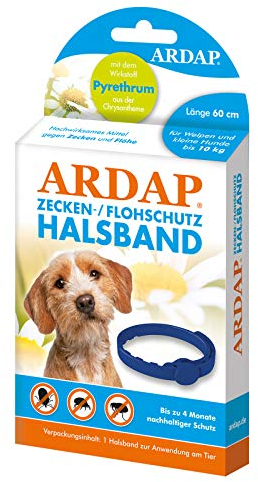 ARDAP Zecken- & Flohschutzhalsband für Hunde & Welpen bis 10kg- Bis zu 4 Monate nachhaltiger Langzeitschutz - Natürlicher Wirkstoff gegen Zecken & Flöhe (PT19)