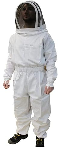 Förster-Fellnest Qualitäts Imkerbekleidung: Imkeroverall, Imkeranzug mit Fechtschleier | Englische Haube | Astronautenhut