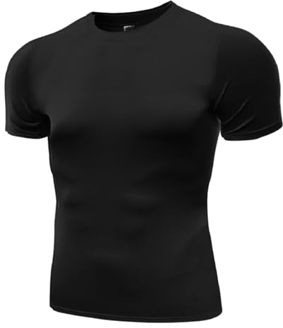 Black Short-Sleeved Compression Tops for Men - [Medium] Tight Fit Body Shaper T-Shirt and Base Layer. Moisture-Wicking Gym Clothes. Anti-Odour Fabric for Ultimate Performance and Comfort.