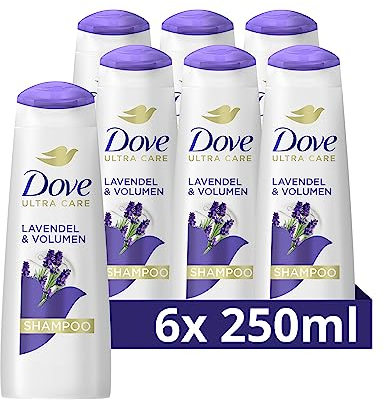 Dove Ultra Care Shampoo Lavendel & Volumen Haarpflege für feines Haar Shampoo verleiht lebendiges Volumen & Fülle 250ml 6 Stück