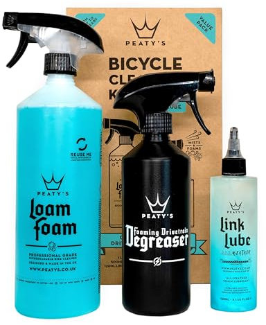 Peaty's Bicycle Cleaning Kit - Wash, Degrease & Lubricate Bike Maintenance Kit, Includes Foaming Bike Cleaner, Drivetrain Degreaser Spray & Chain Lube, Suitable for Carbon, MTB, Road and E-Bikes
