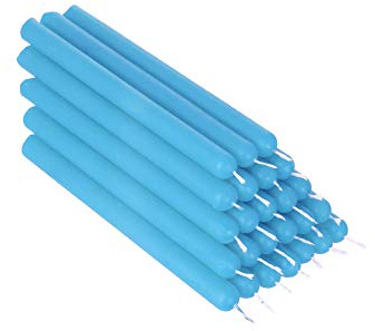 NKlaus 25 velas de parafina azul claro, 12 cm, sin hollín, velas de mesa de colores, velas rituales, velas de boda, velas de goteo 36338