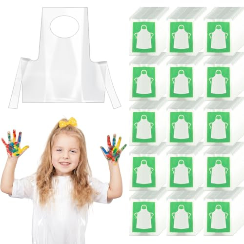 HKACSTHI Disposable Aprons for Kids Smock Plastic Toddler Painting Apron