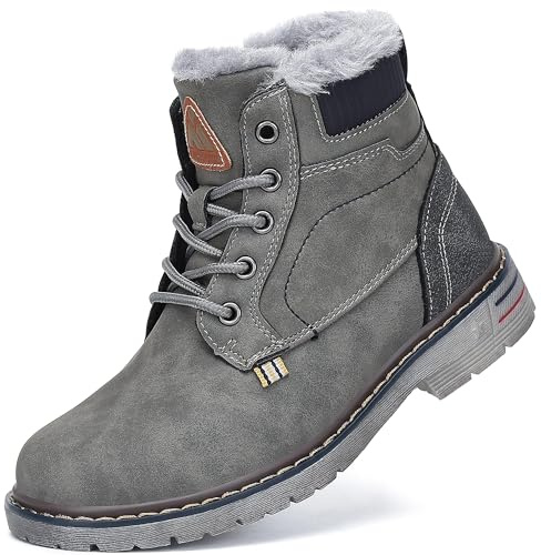 Mishansha Ragazzo Invernali Scarponi da Neve Ragazza Outdoor Calda Stivali Bambini Classici Boots Antiscivolo, Grigio 34