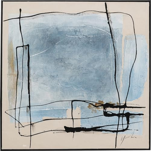 KARE Design Quadro con cornice Dust, blu/grigio chiaro, colori naturali neutri, arte astratta, dettagli dipinti a mano, sala, studio, corridoio, 100x100 cm
