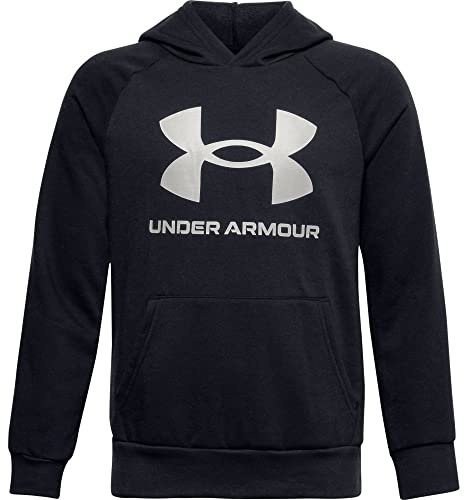 Under Armour Boys Rival Fleece Hoodie, (001) Black / / White, Large