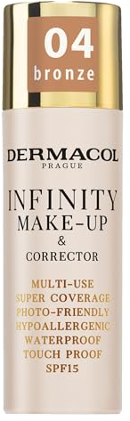 Dermacol Infinity Make-up und Korrektor, Mehrfach verwendbar, Superabdeckung, Fotofreundlich, Ipoallergen, Wasserfest, Berührungsfest, Nicht okkludierend, SPF 15, n. 04