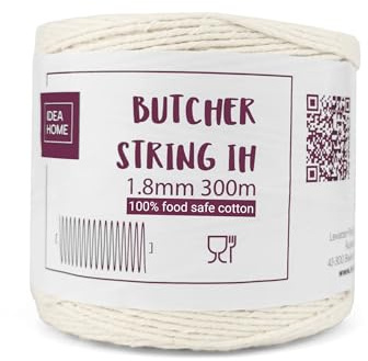 IDEA HOME Spago per Macellai 300m - Panettieri Spago 1,8 mm - Spago di Cotone per la Cucina, Sicuro per Alimenti, Adatto per Pollame, Salsicce, Fai da Te, Artigianato e Decorazione