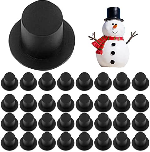 Liummrcy Mini Zylinder Hut,Mini Partyhüte,Weihnachts -Mini -Top -Hut -Plastik Black Miniatur Top Hut DIY Crafts für Party 50 Stück